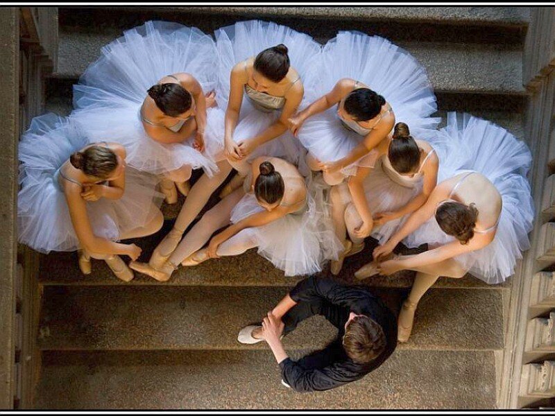 Ballerinas on stairs