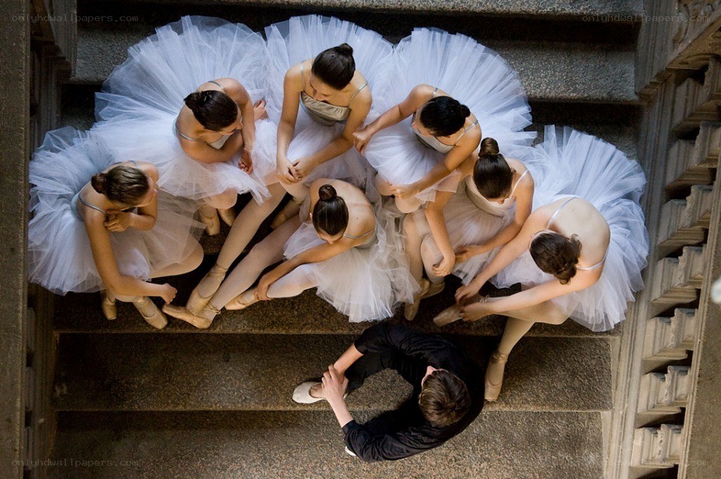 Ballerinas on stairs