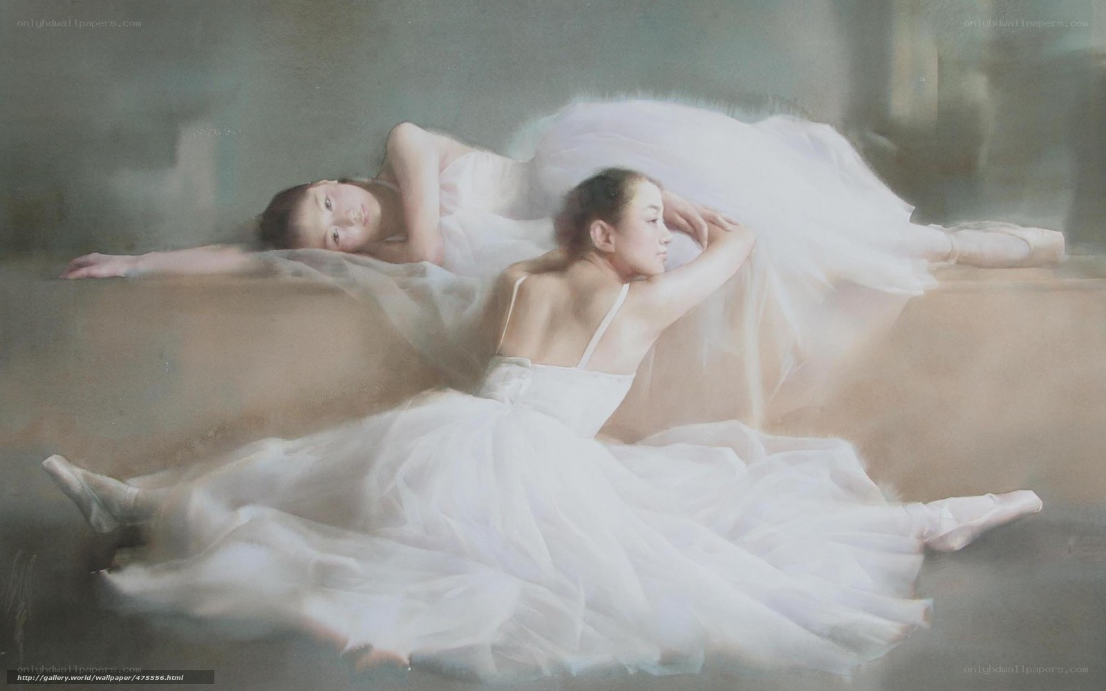 Ballerinas resting on stage