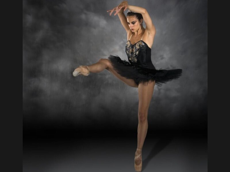 Ballet Dancer in Black Costume — Dramatic