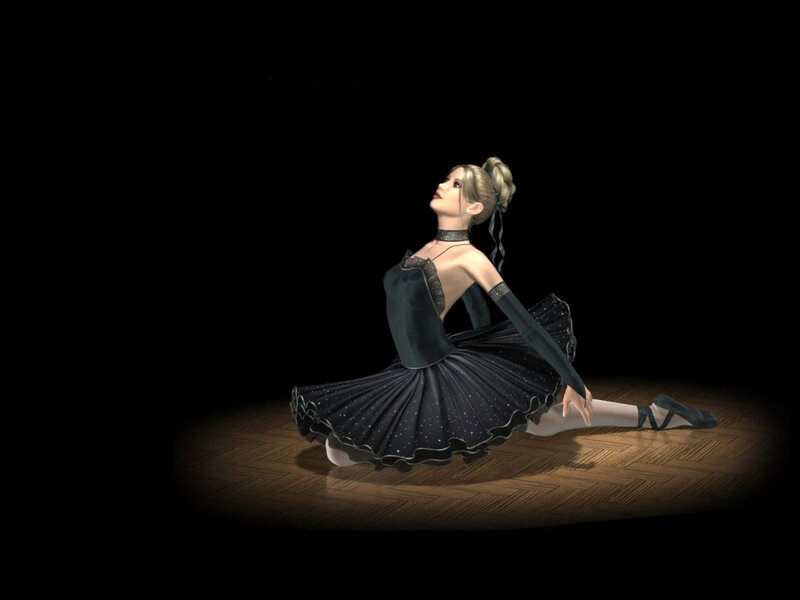 Ballet Dancer in Black Dress — Dramatic, Night