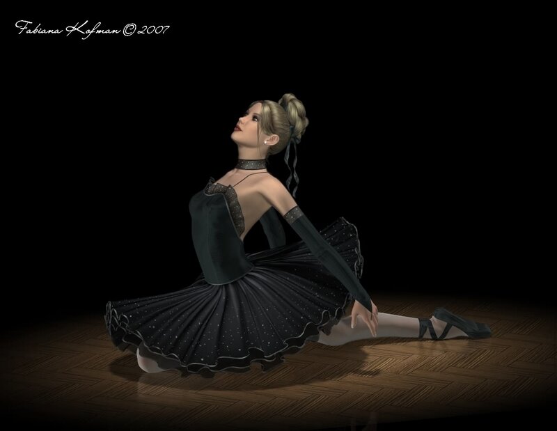 Ballet Dancer in Black Dress — Dramatic