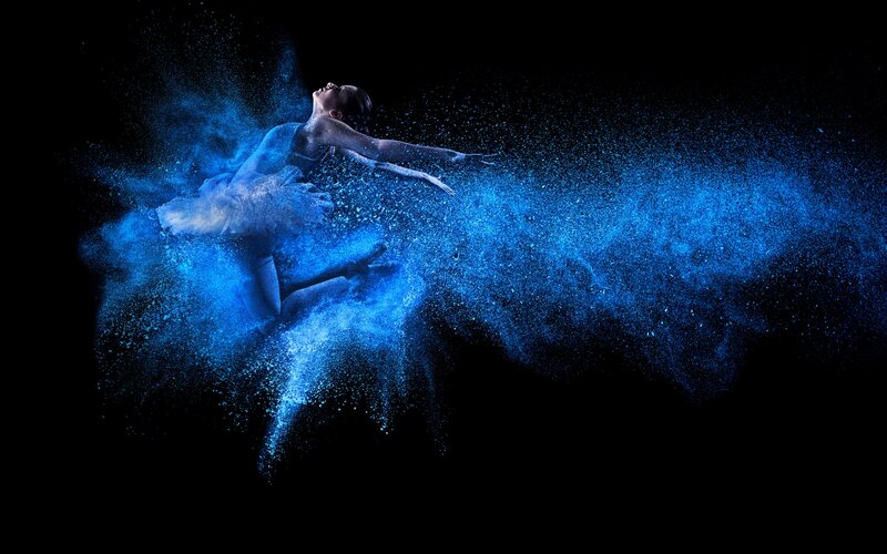 Ballet Dancer in Blue Powder