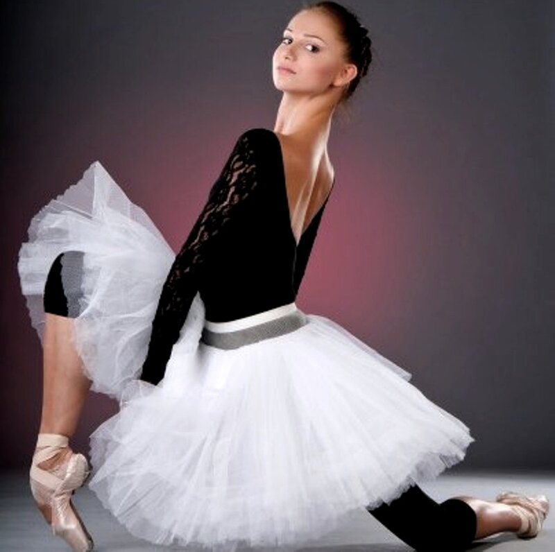 Ballet Dancer in Costume — Black, Dramatic, Photograph