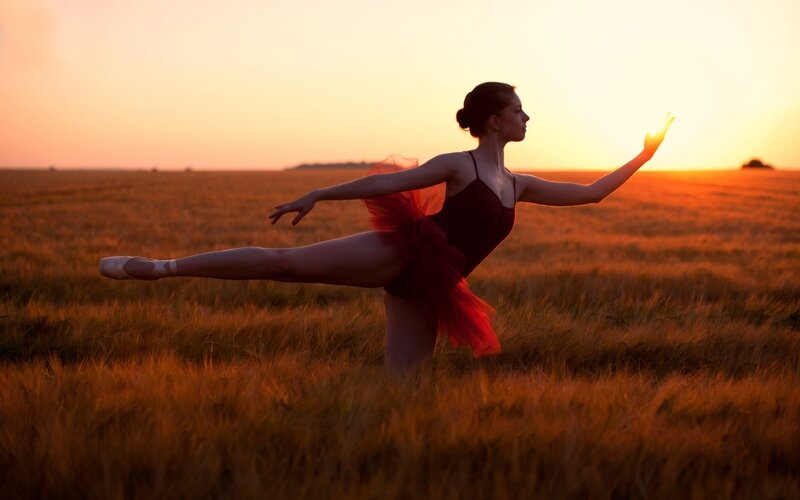 Ballet Dancer in Field — Orange