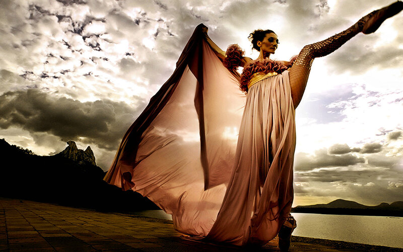 Ballet Dancer in Flowing Dress