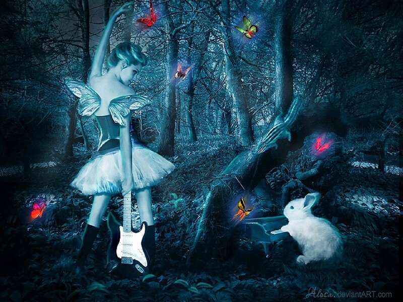 Ballet Dancer in Forest — Blue, Dreamy