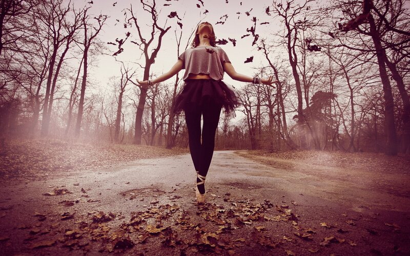 Ballet Dancer in Forest — Brown, Dramatic, Autumn