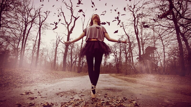 Ballet Dancer in Forest — Brown, Dramatic
