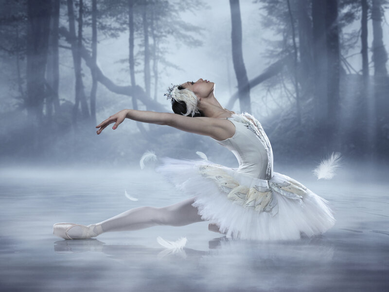 Ballet Dancer in Forest — White