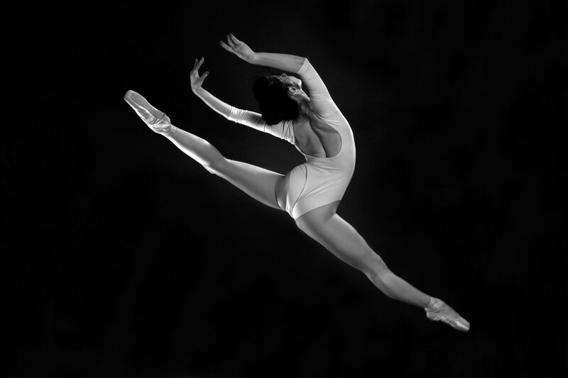 Ballet Dancer in Mid-air — Black