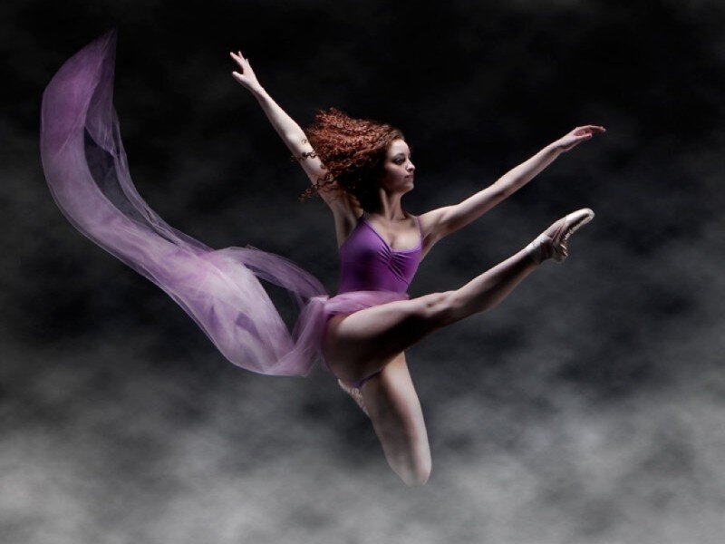 Ballet Dancer in Mid-air — Purple