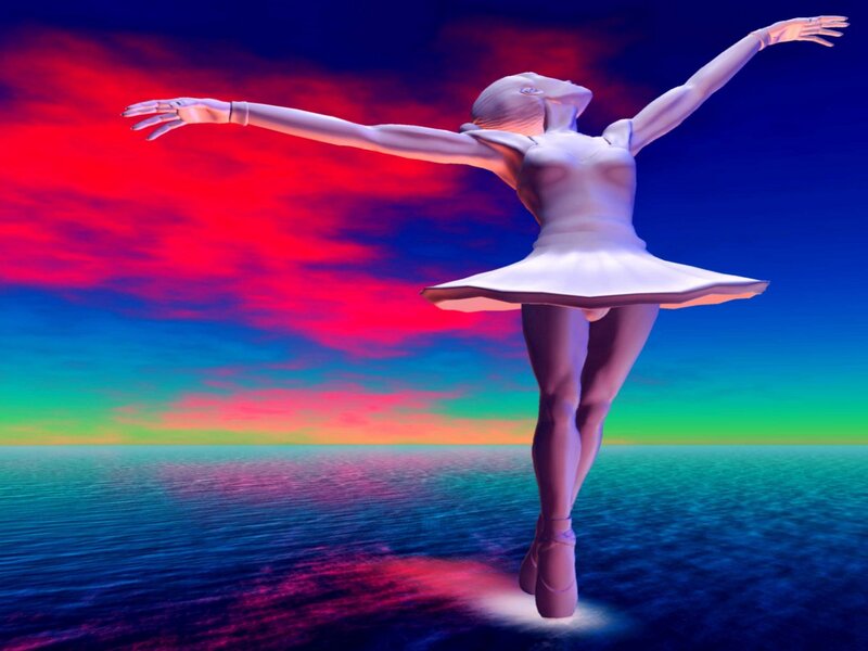 Ballet Dancer in Mid-air — Red
