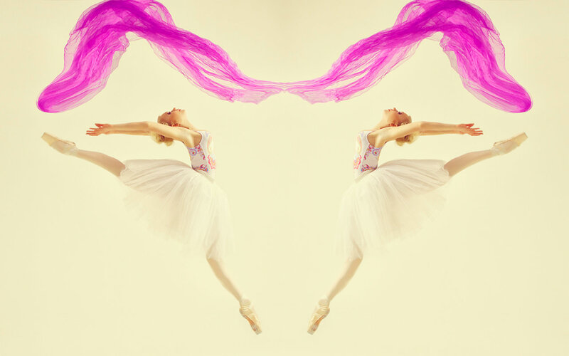 Ballet Dancer in Mid-air — White, Graceful