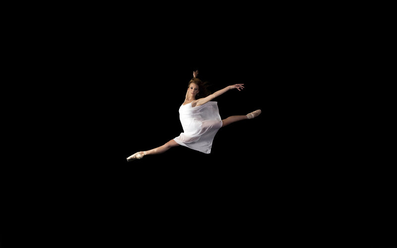 Ballet Dancer in Mid-air — White