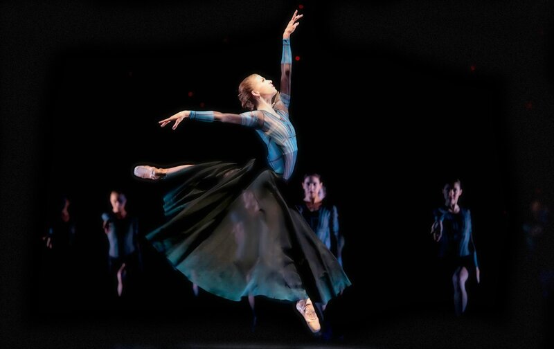 Ballet Dancer in Mid-leap — Black