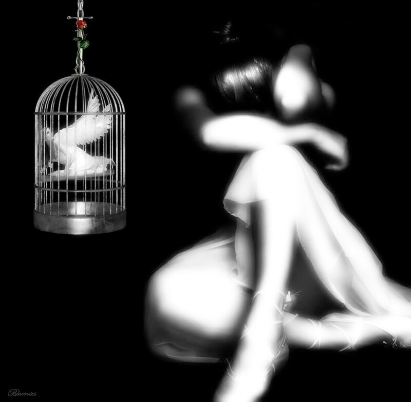 Ballet Dancer in Motion — Black, Dramatic, Digital Art, Birdcage