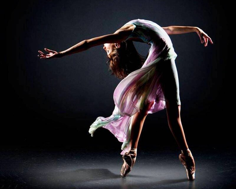 Ballet Dancer in Motion — Black, Dramatic, Photograph, Dress, Pointe Shoes