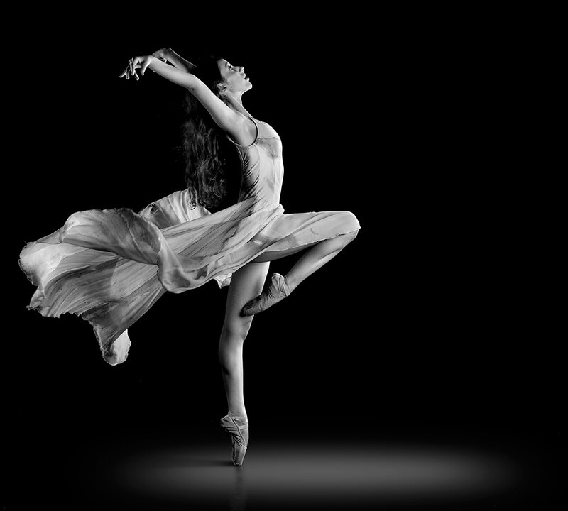 Ballet Dancer in Motion — Black, Dramatic