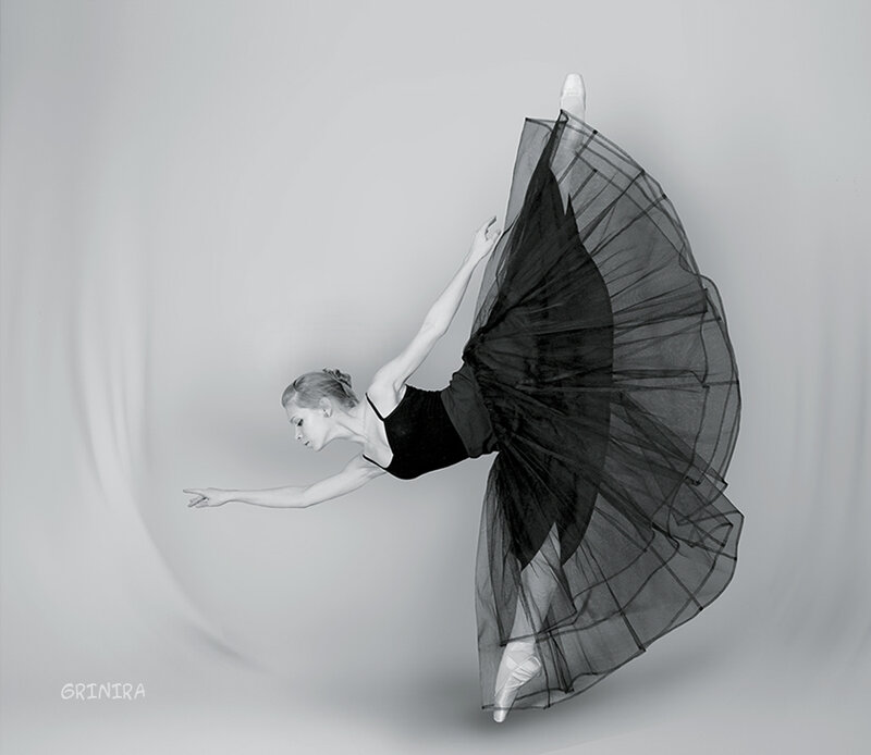 Ballet Dancer in Motion — Black, Graceful