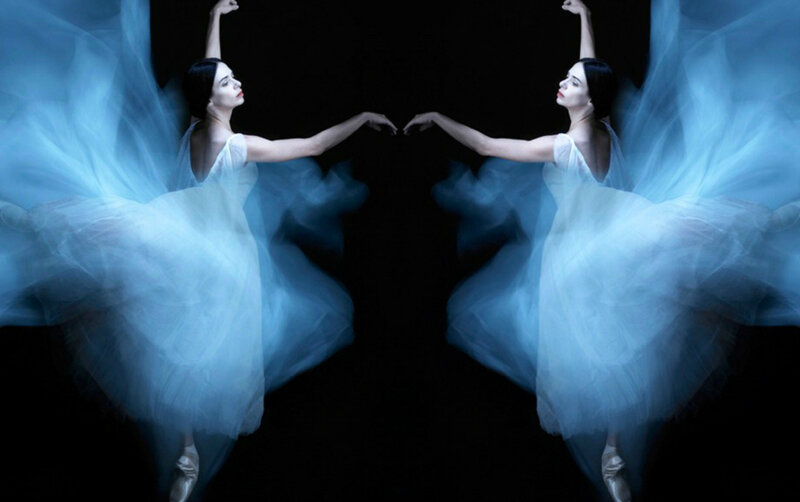 Ballet Dancer in Motion — Blue, Dramatic, Night
