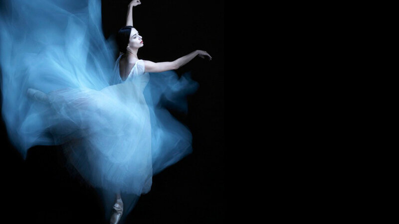 Ballet Dancer in Motion — Blue, Dramatic, Photograph