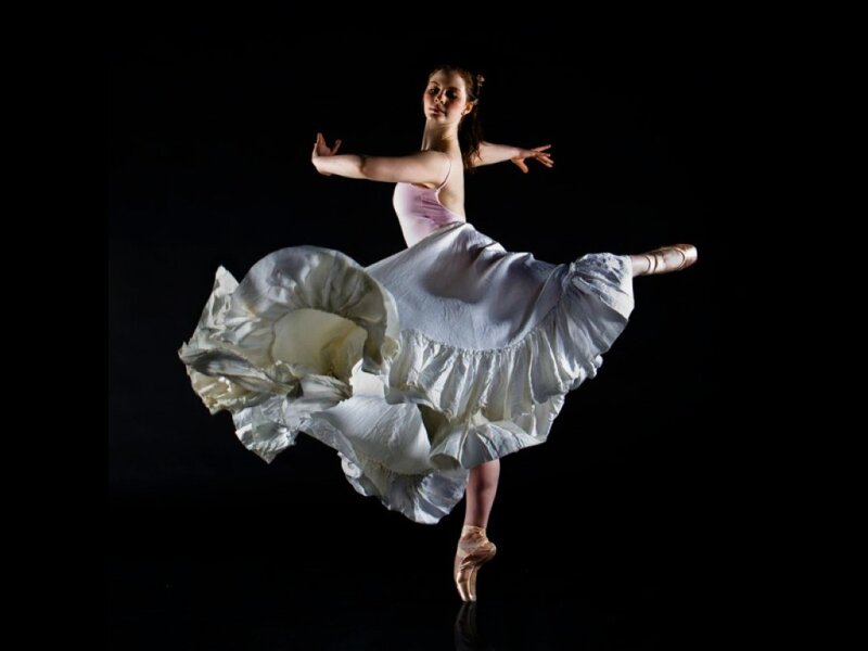 Ballet Dancer in Motion — White, Dramatic, Photograph