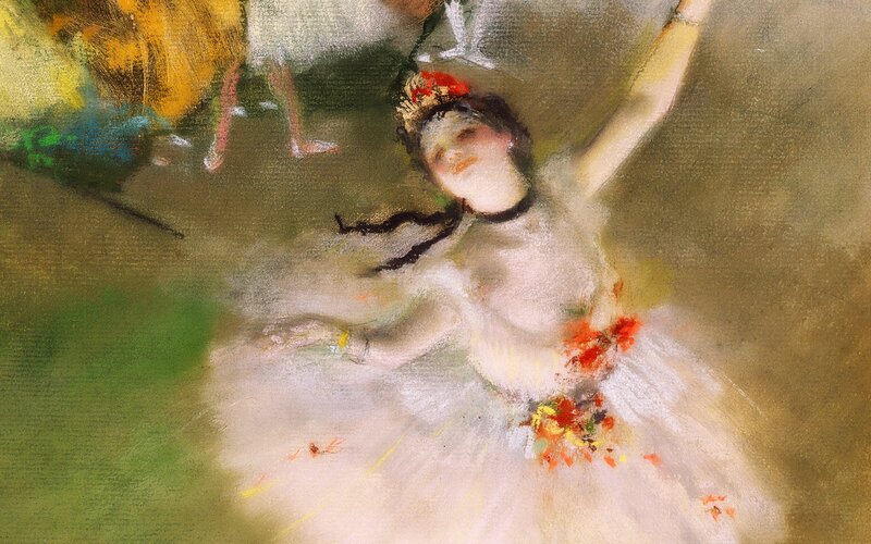 Ballet Dancer in Motion — White, Dynamic, Painting, Skirt