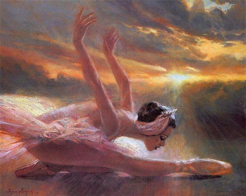 Ballet Dancer in Pink — Dramatic, Sunset