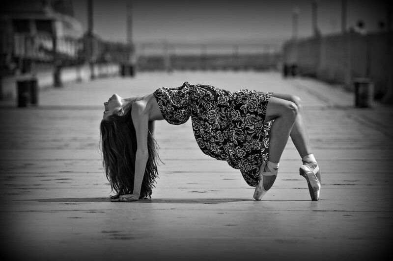 Ballet Dancer in Pose — Black, Dramatic, Afternoon