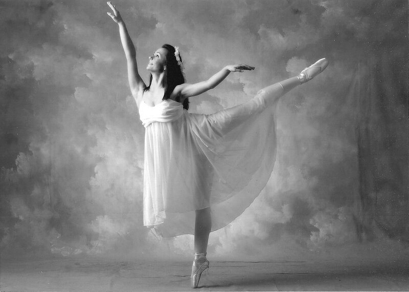 Ballet Dancer in Pose — Black, Dramatic, Photograph, Dress
