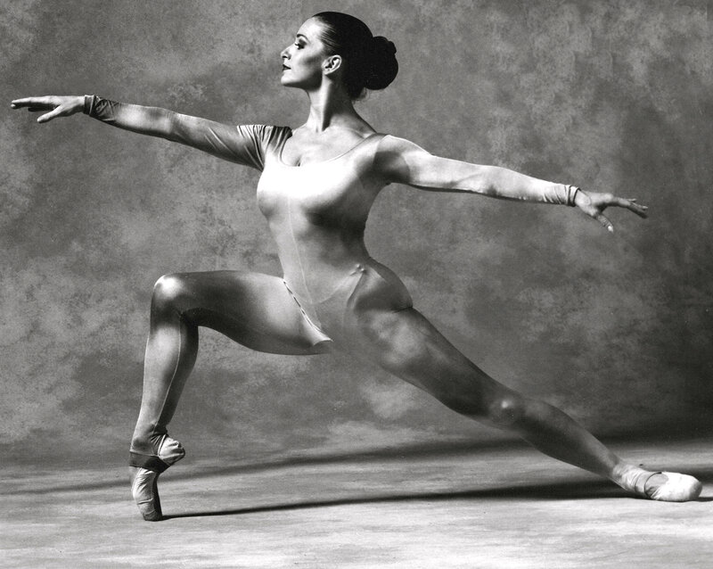 Ballet Dancer in Pose — Black, Dramatic, Photograph, Pointe Shoes, Leotard