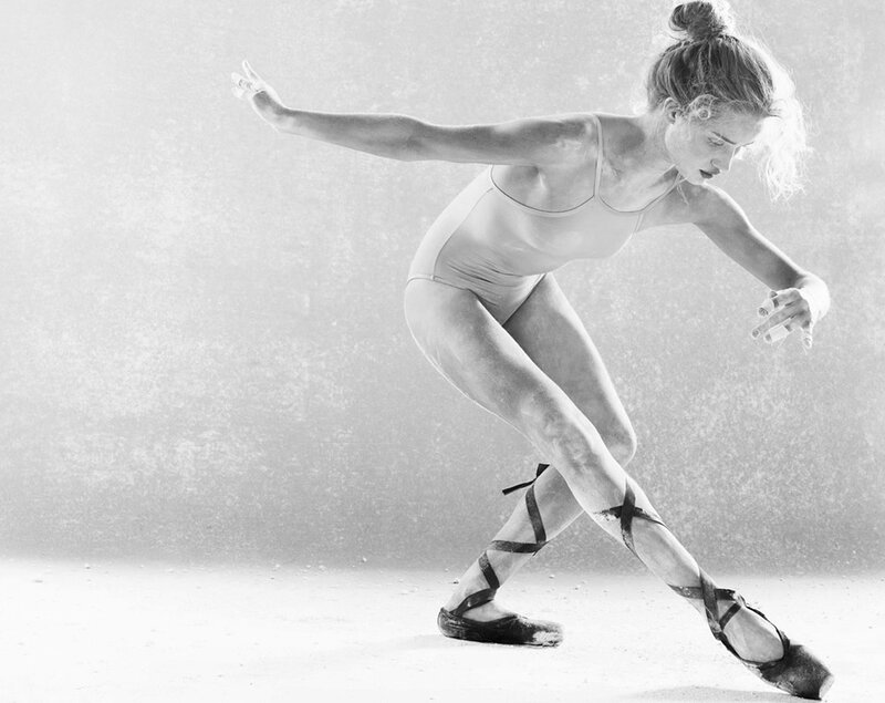Ballet Dancer in Pose — Black, Dramatic, Photograph, Pointe Shoes