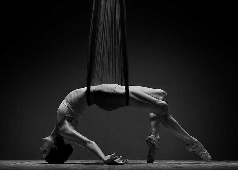 Ballet Dancer in Pose — Black, Dramatic, Photograph, Silk