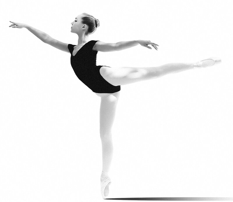 Ballet Dancer in Pose — Black, Graceful