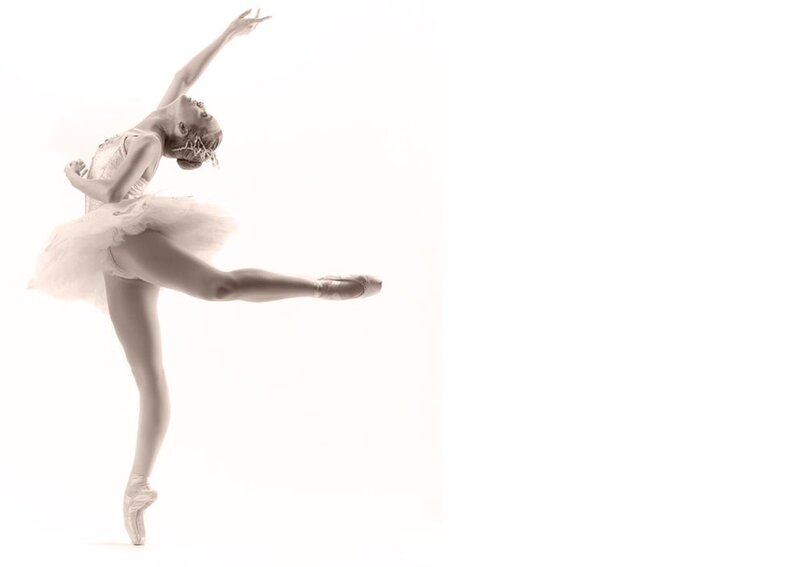 Ballet Dancer in Pose — White, Graceful
