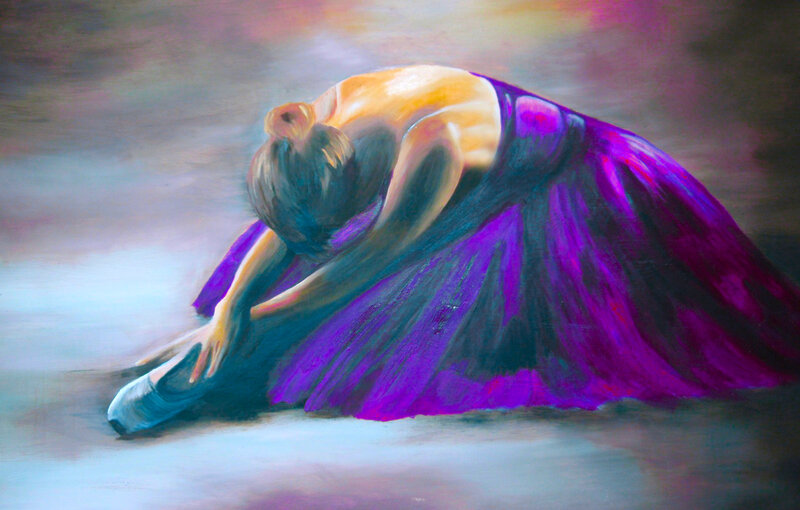 Ballet Dancer in Purple — Dramatic, Painting