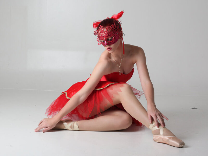 Ballet Dancer in Red — Dramatic, Photograph
