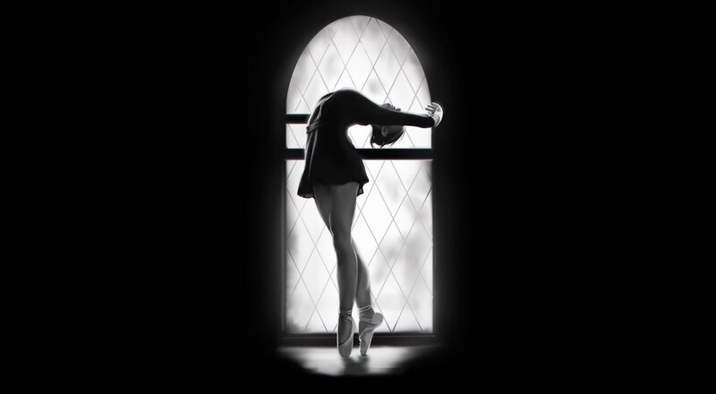 Ballet Dancer in Silhouette — Black