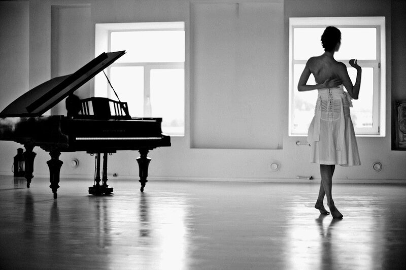 Ballet Dancer in Studio — Black, Serene