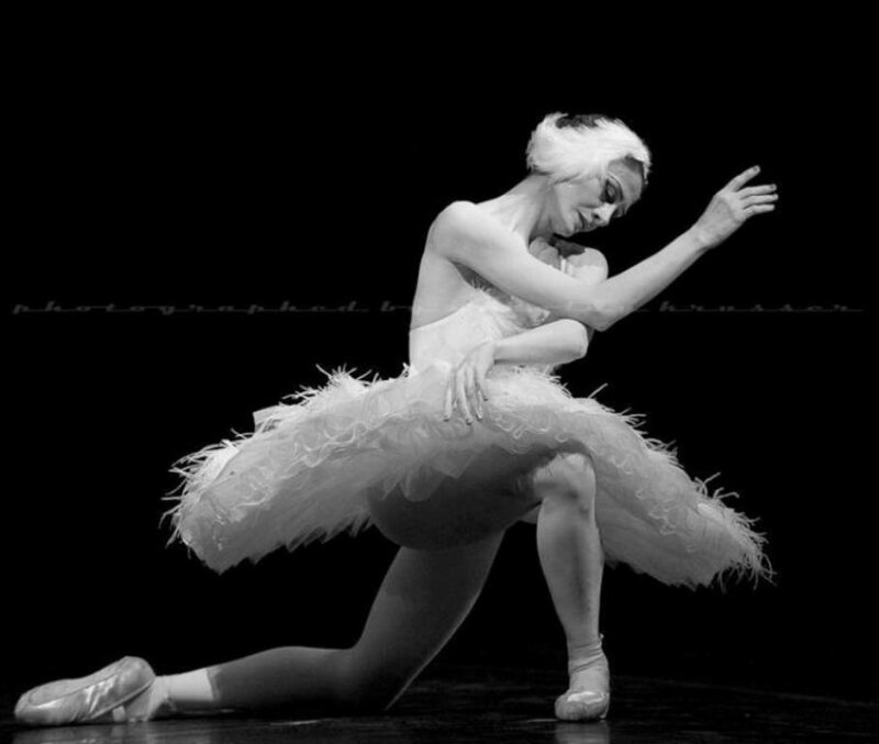Ballet Dancer in White Costume — Black