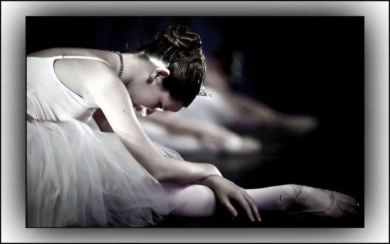 Ballet Dancer in White — Dramatic, Night, Photograph