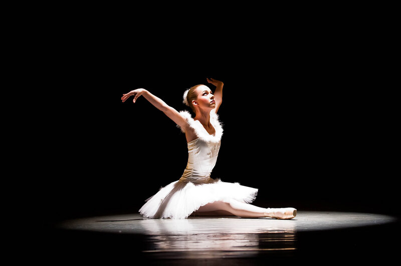 Ballet Dancer in White — Dramatic, Night