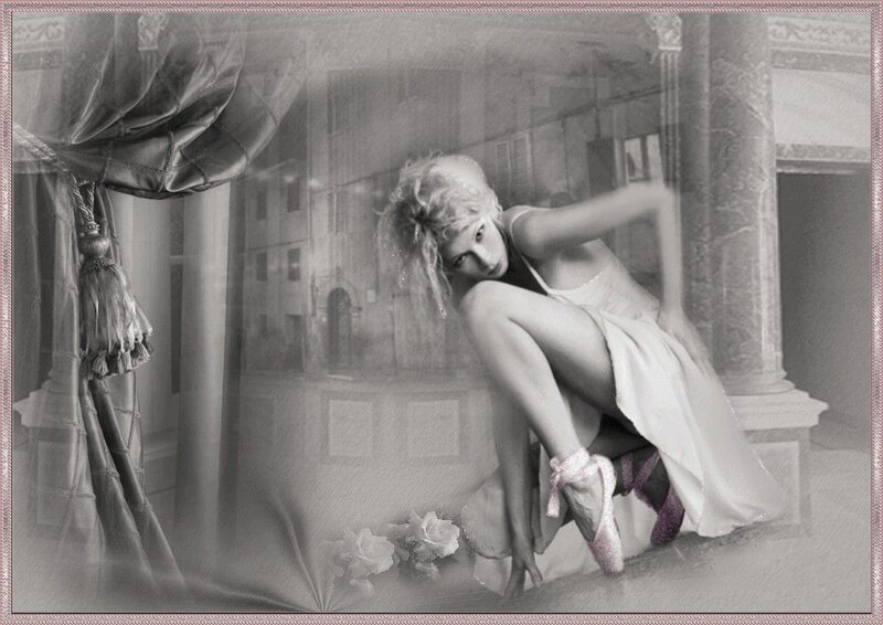 Ballet Dancer in White Dress — Black