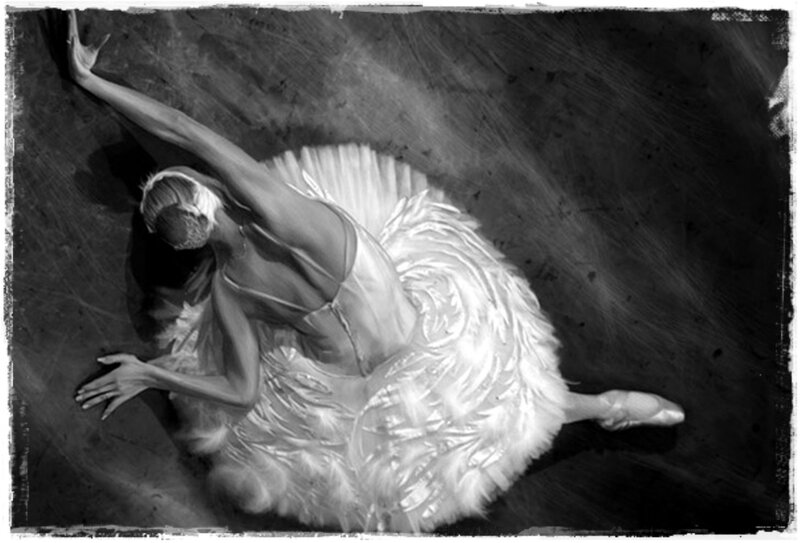 Ballet Dancer in White Tutu — Black