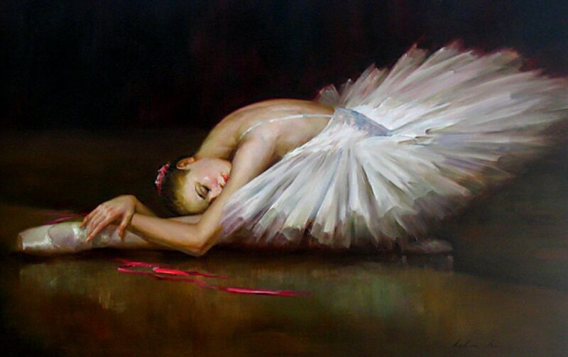 Ballet Dancer Lying Down — White