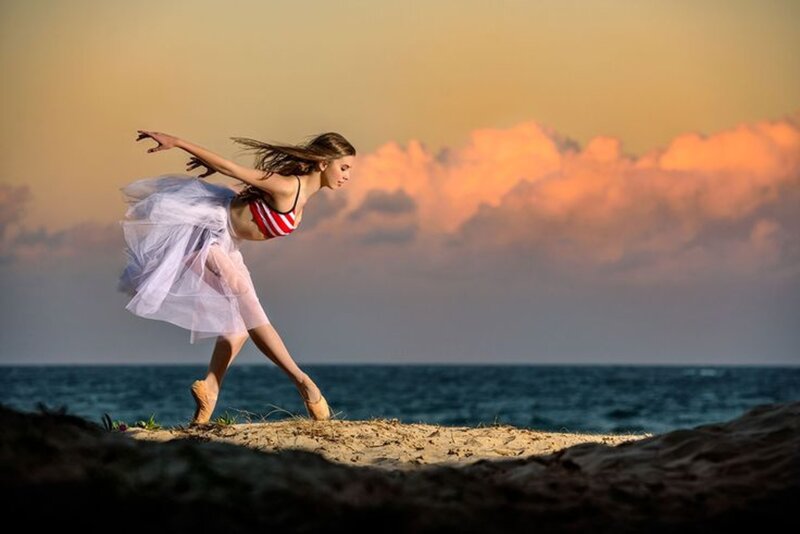 Ballet Dancer on Beach — Orange