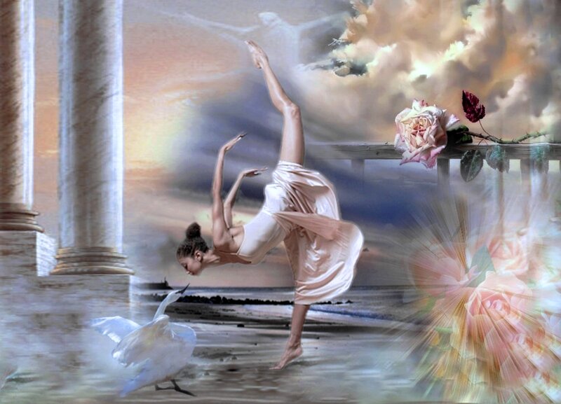Ballet Dancer on Beach — Pink