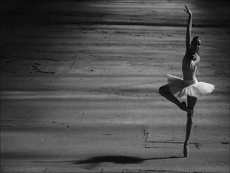 Ballet Dancer on Stage — Black