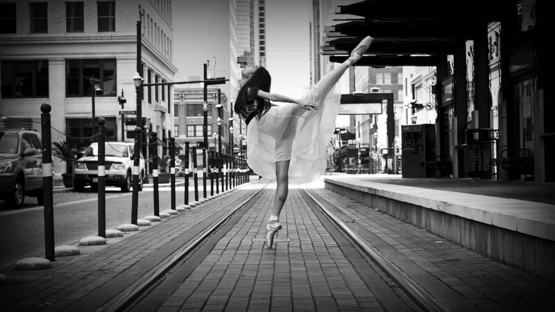 Ballet Dancer on Street — Black, Dramatic